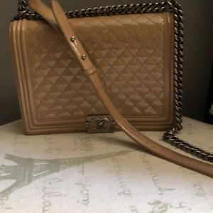 CHANEL Bags - Chanel boy bag beige patent leather CHANEL Bags - Chanel boy bag beige patent leather